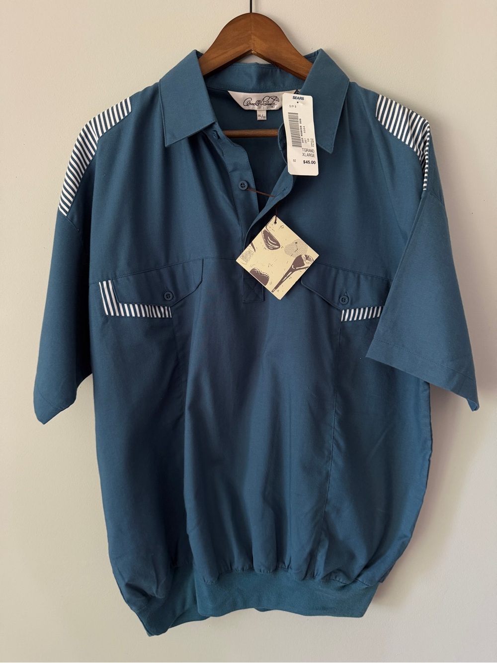 Arnold Palmer NWT Vintage Golf Shirt XL Slate Blue Banded Hem